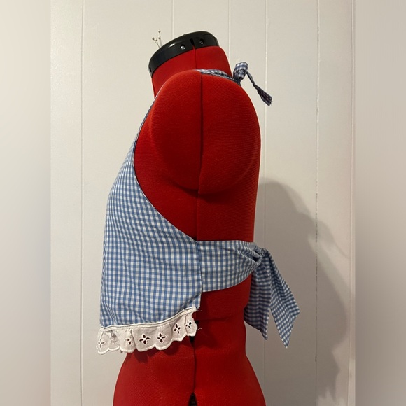Blue and White Halter Crop Top Gingham - Picture 2 of 5